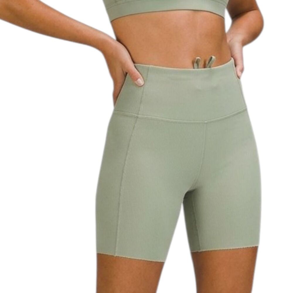 lululemon athletica Sage Green High-Rise Ribbed Bike Shorts
